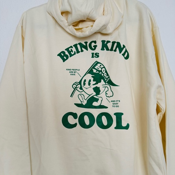 INDEPENDENT Trading Company BE KIND Hooded Sweatshirt Cream/Green Size Large - Picture 10 of 12